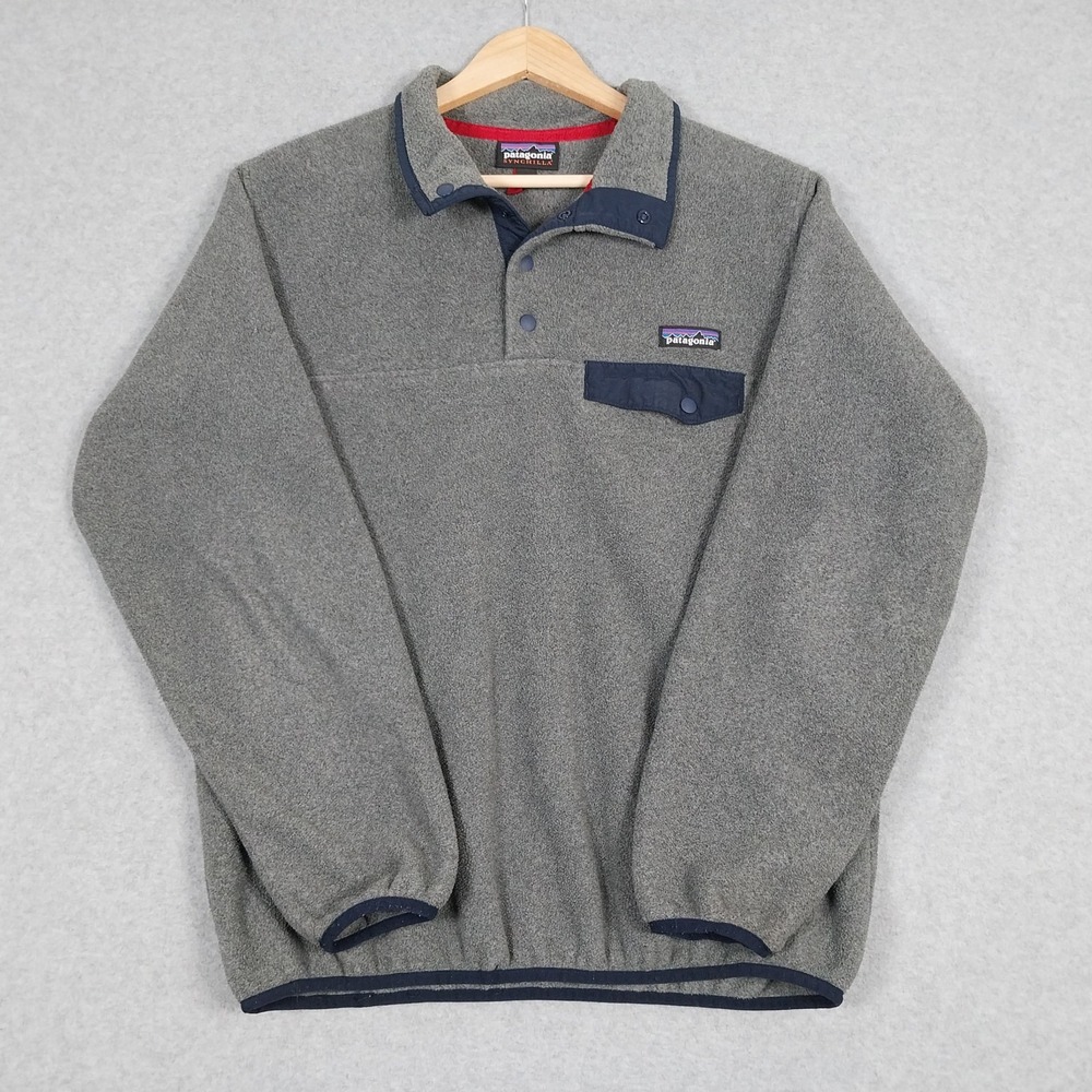 Patagonia Fleece Pullover Womens Medium Gray Synchilla Snap T STY25455 Outdoor